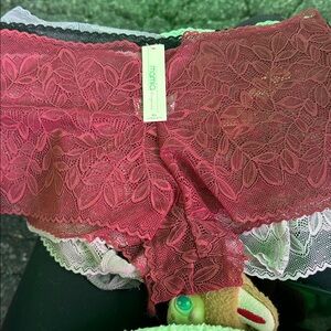 Mamia Lace Panties in Red, Gray and Black